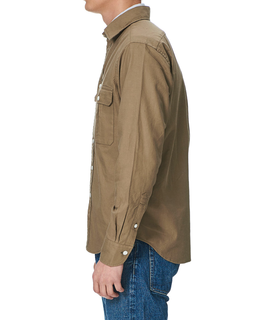 Heren | Overhemden | Drake's | Two Pocket Cotton Work Shirt Khaki