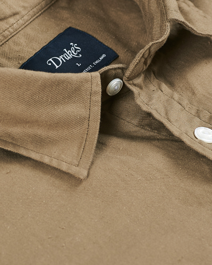 Heren | Overhemden | Drake's | Two Pocket Cotton Work Shirt Khaki