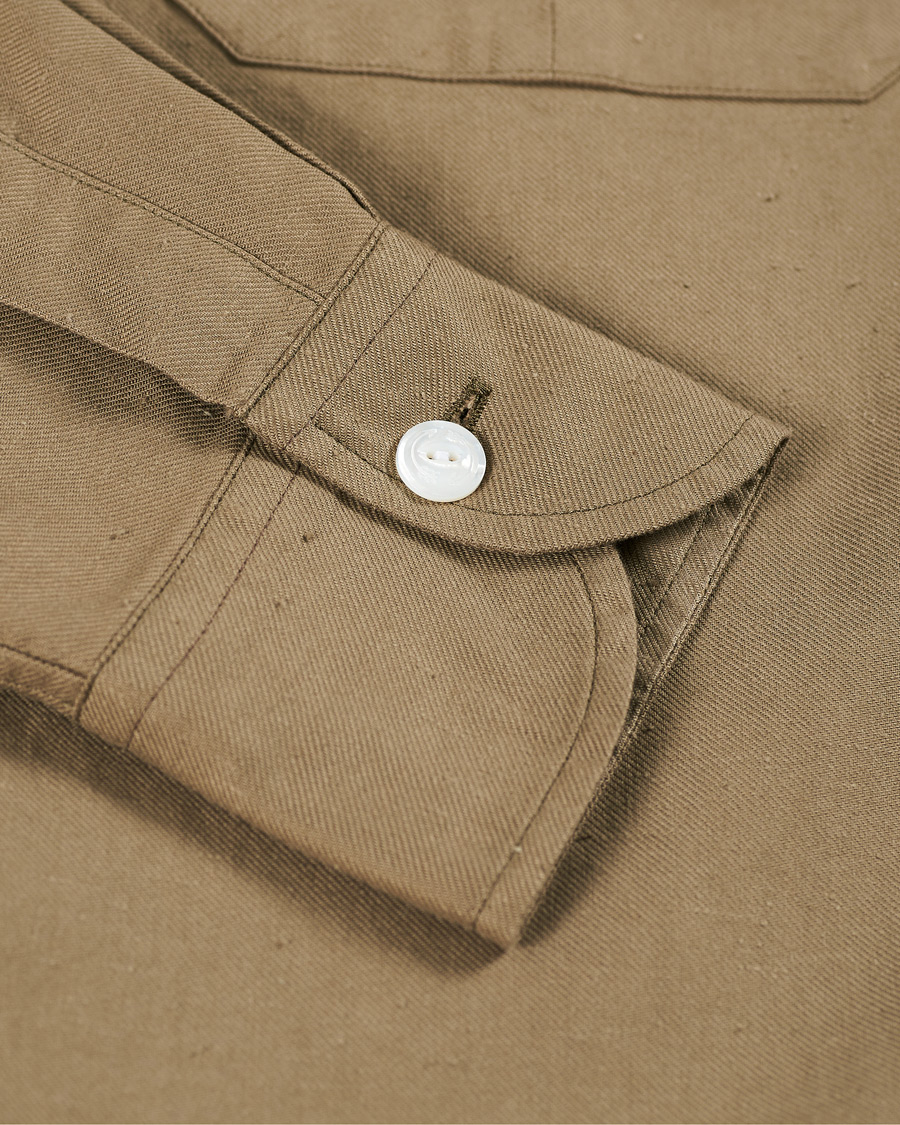 Heren | Overhemden | Drake's | Two Pocket Cotton Work Shirt Khaki