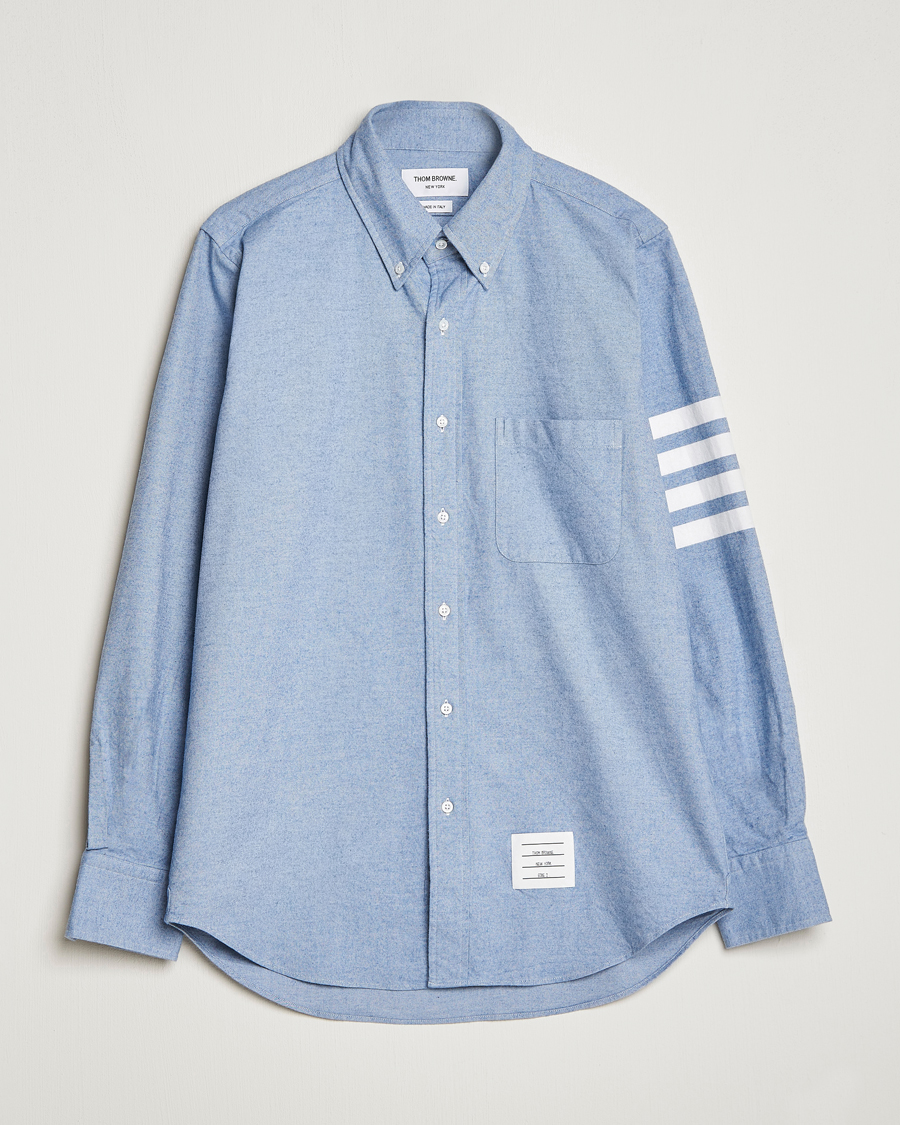 Heren | Thom Browne | Thom Browne | 4 Bar Flannel Shirt Light Blue