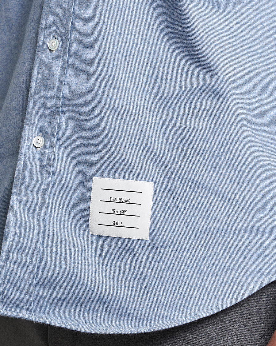 Heren | Overhemden | Thom Browne | 4-Bar Flannel Shirt Light Blue