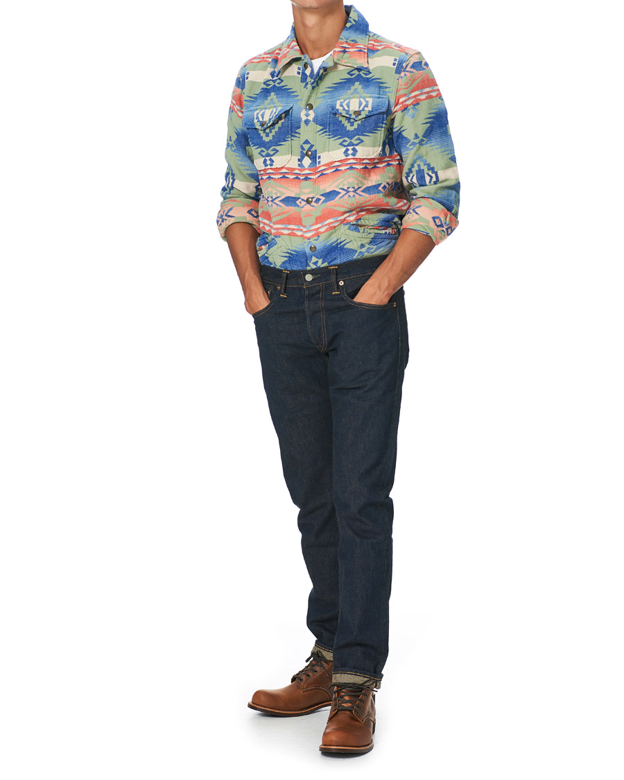 Heren | Overhemden | RRL | Brown Bear Shirt Jacket Sage/Blue