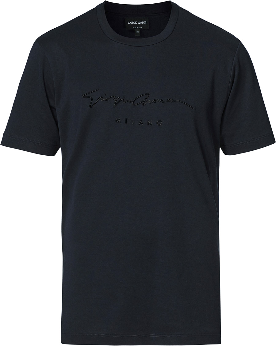 Heren | T-shirts | Giorgio Armani | Signature Embroidery T-Shirt Navy