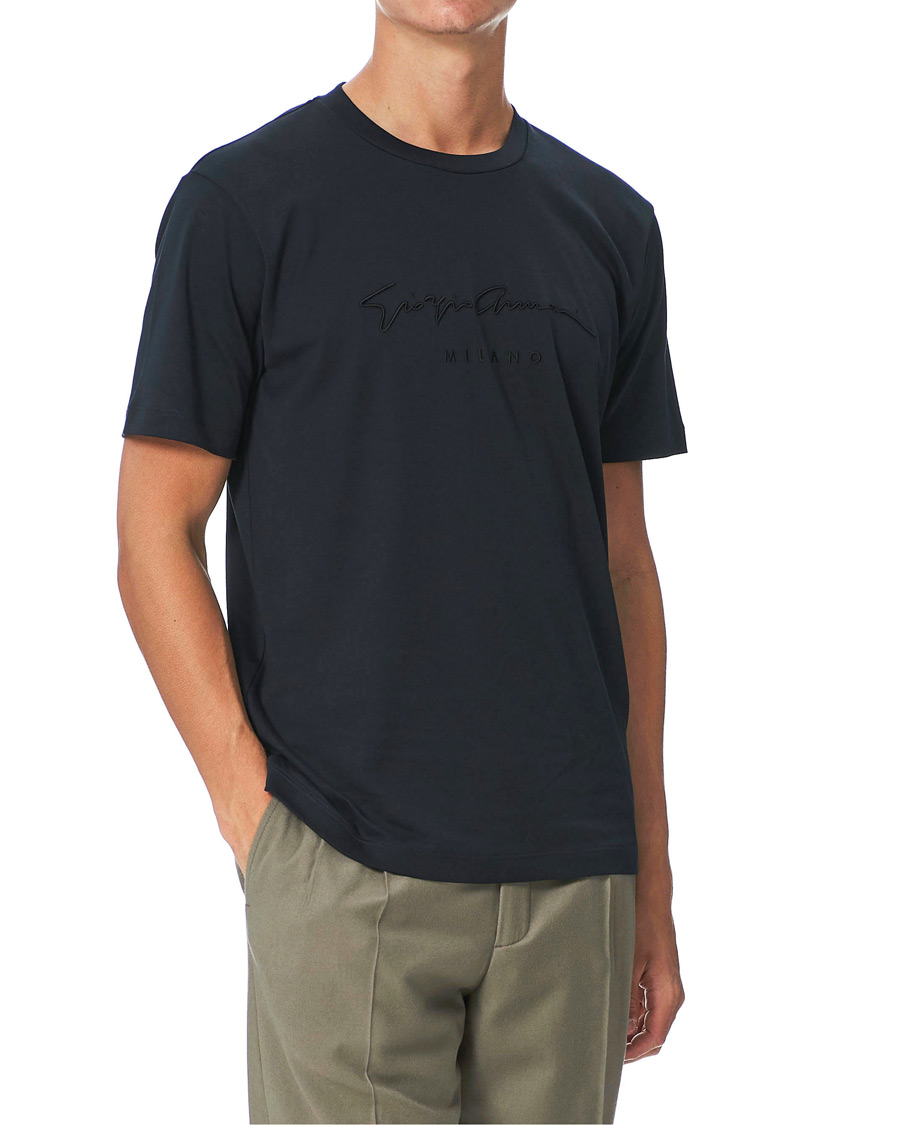Heren | T-shirts | Giorgio Armani | Signature Embroidery T-Shirt Navy
