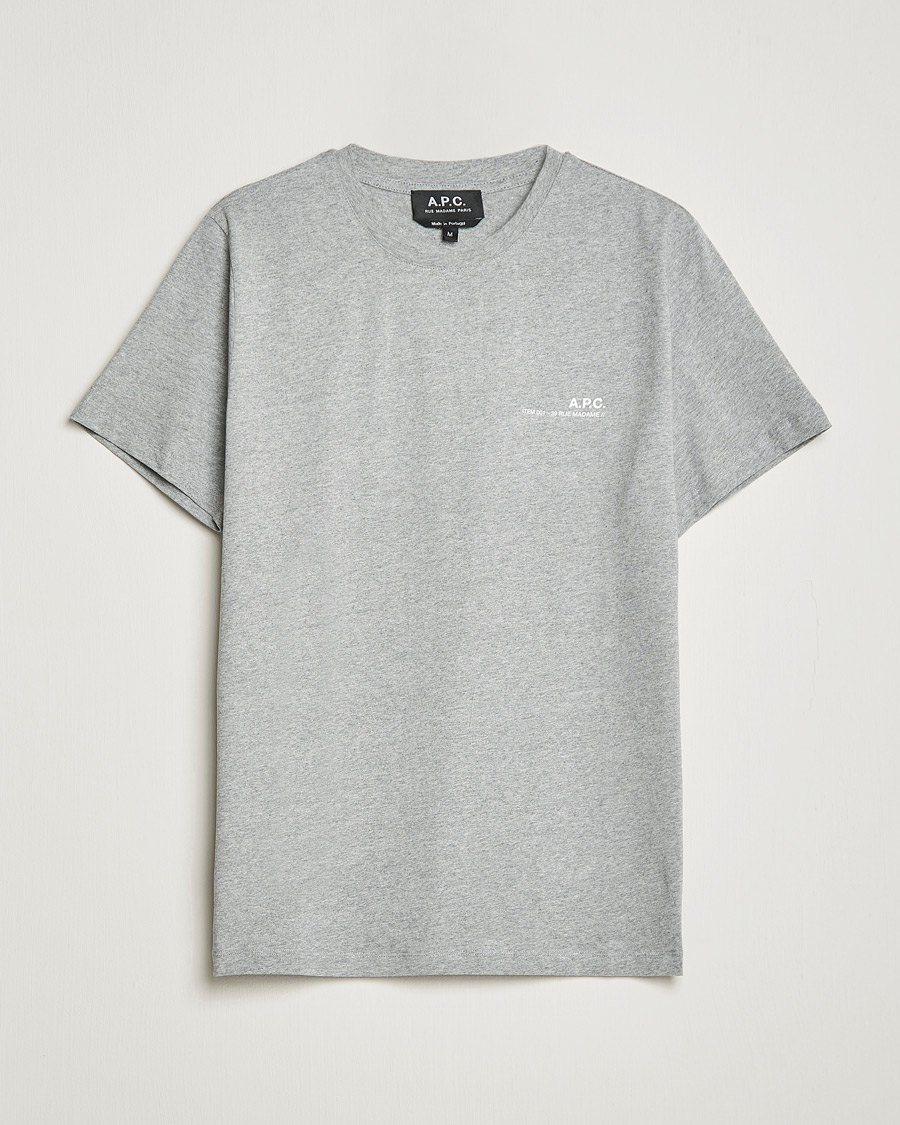Heren | T-shirts | A.P.C. | Item Short Sleeve T-Shirt Heather Grey