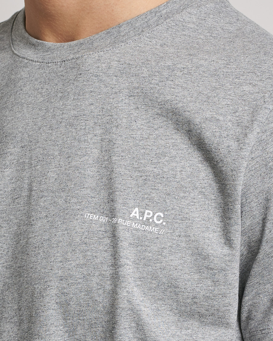 Heren | T-shirts | A.P.C. | Item Short Sleeve T-Shirt Heather Grey