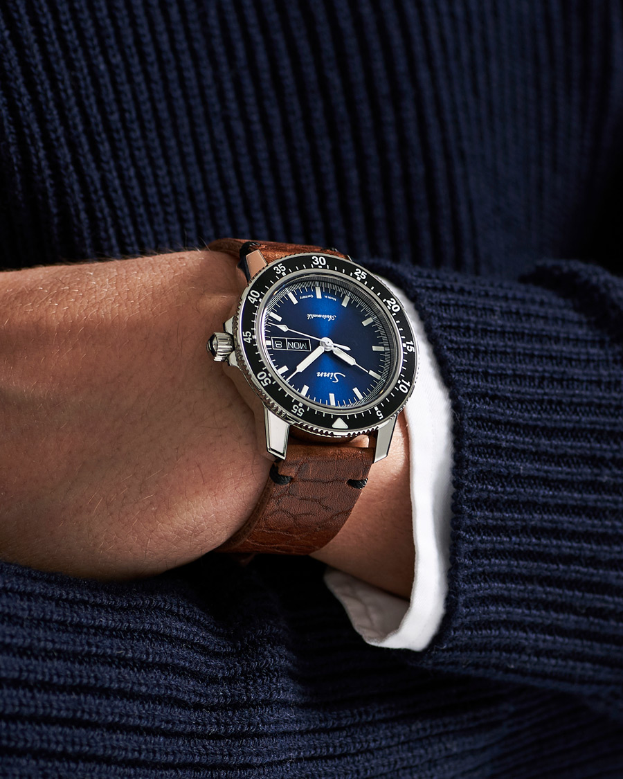 Heren | Fine watches | Sinn | 104 I B Pilot Watch 41mm Leather Strap Dark Blue
