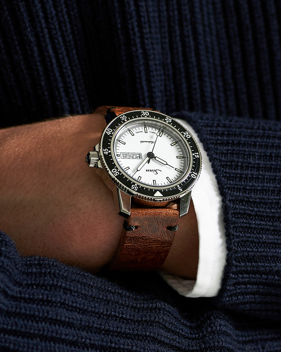 Heren | Fine watches | Sinn | 104 I W Pilot Watch 41mm Leather Strap White