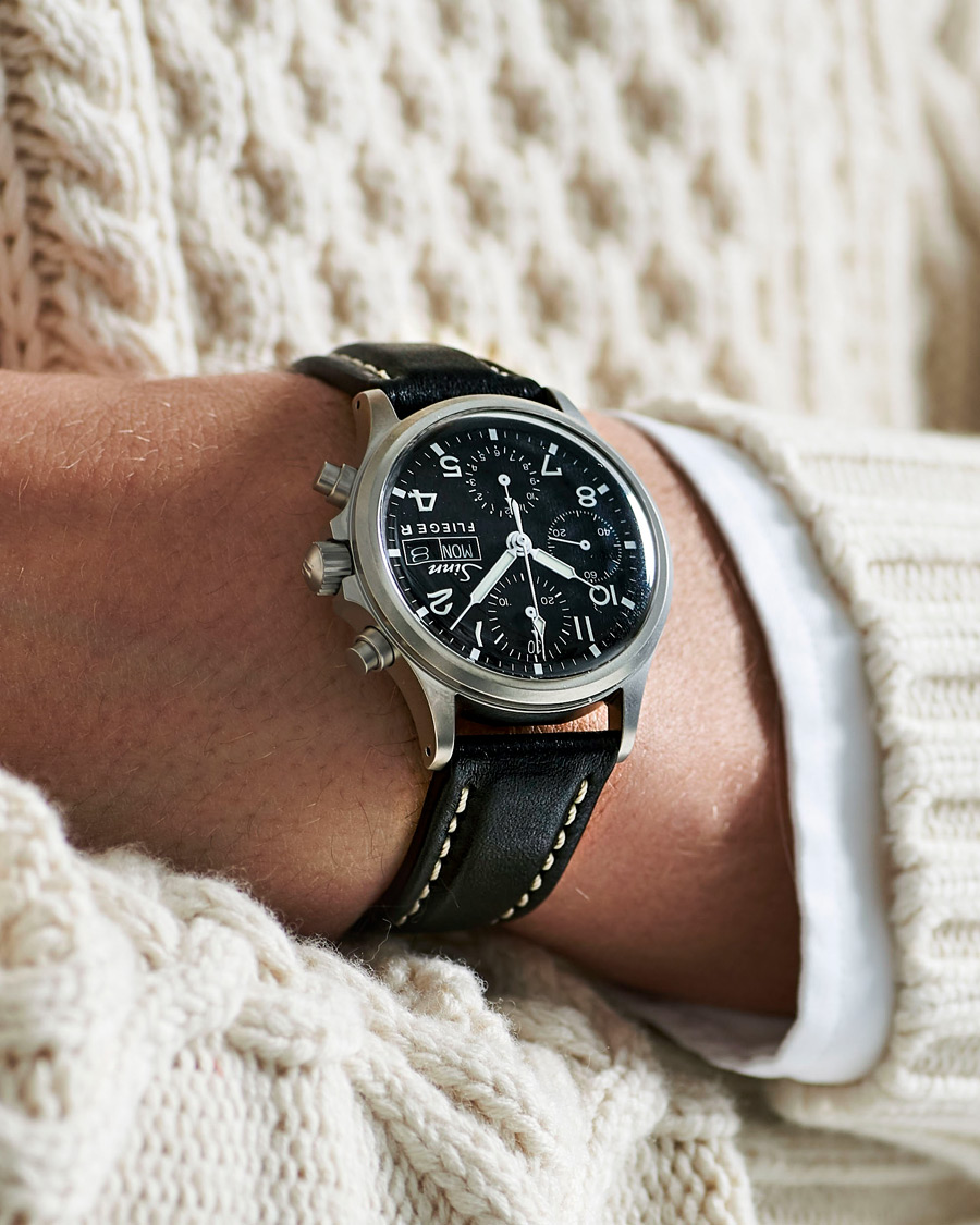 Heren | Lederen band | Sinn | 356 Pilot Watch 38,5mm Black