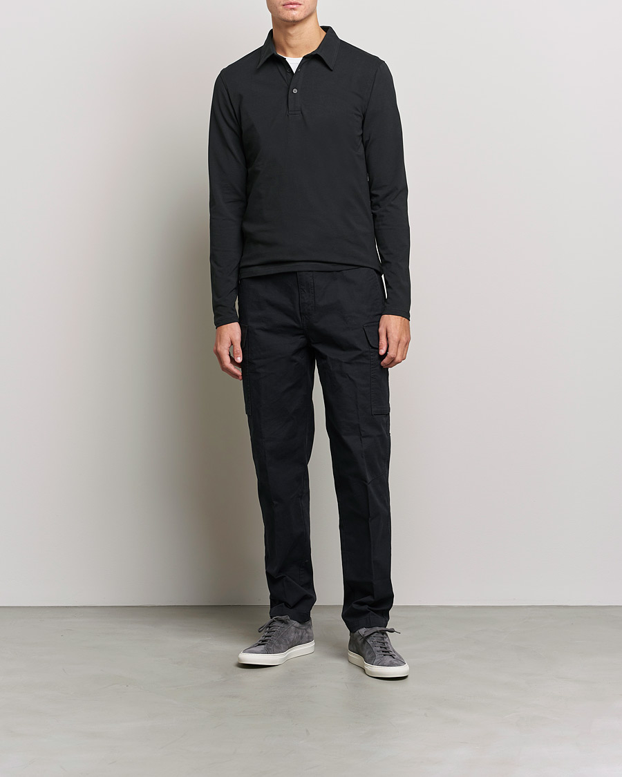 Heren | Truien | Bread & Boxers | Long Sleeve Jersey Polo Black