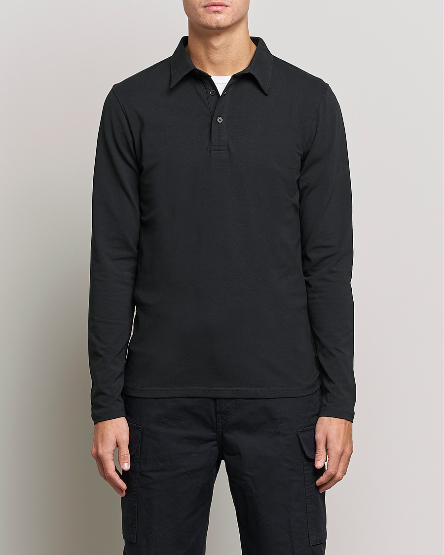 Heren | Truien | Bread & Boxers | Long Sleeve Jersey Polo Black