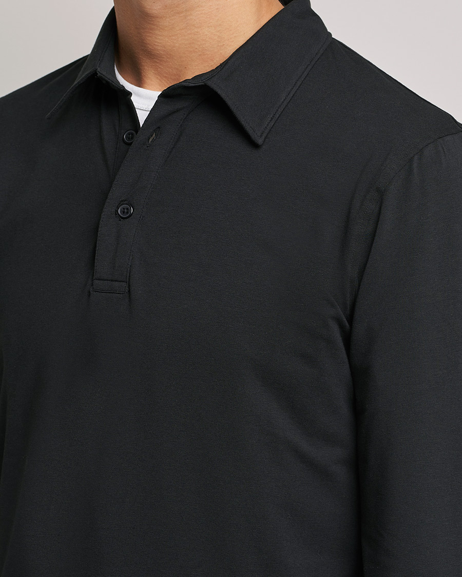 Heren | Truien | Bread & Boxers | Long Sleeve Jersey Polo Black