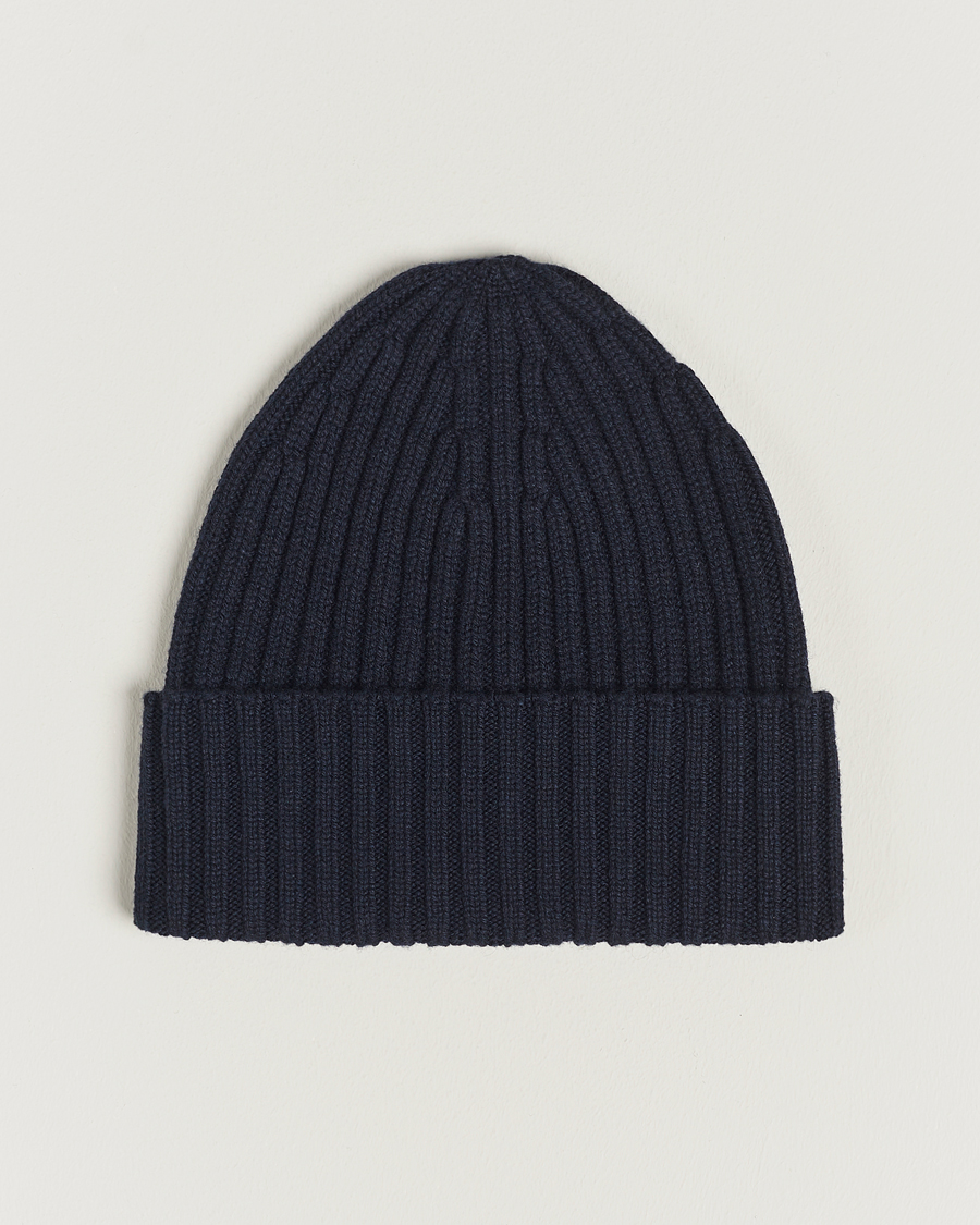 Heren | Mutsen | Piacenza Cashmere | Ribbed Cashmere Beanie Navy
