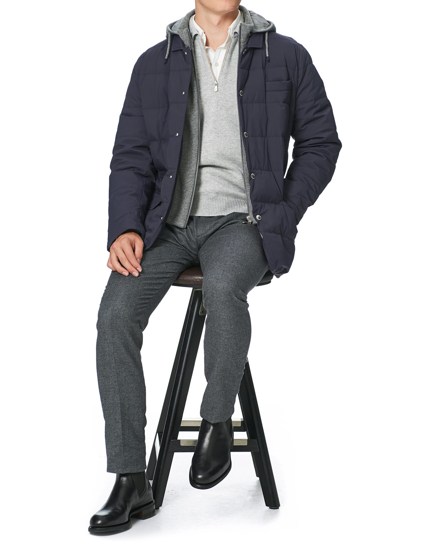 Heren | Jassen | Brunello Cucinelli | Cashmere Lined Hooded Jacket Navy