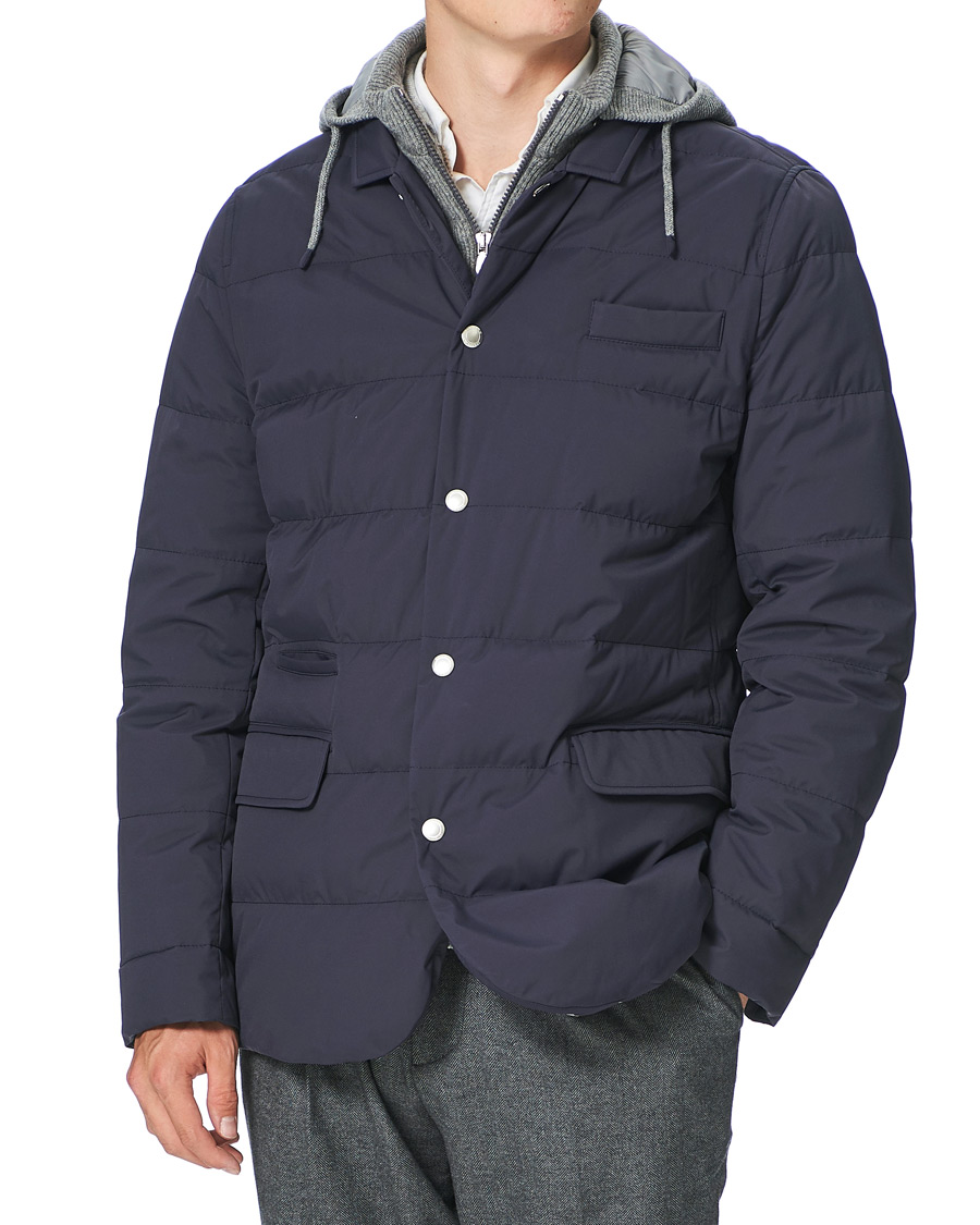 Heren | Jassen | Brunello Cucinelli | Cashmere Lined Hooded Jacket Navy