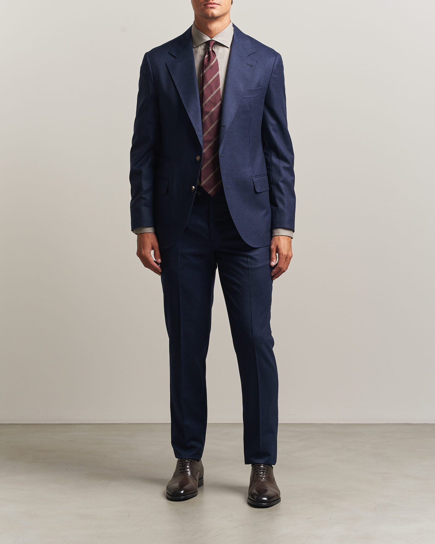 Heren | Broeken | Brunello Cucinelli | Slim Fit Flannel Trousers Navy