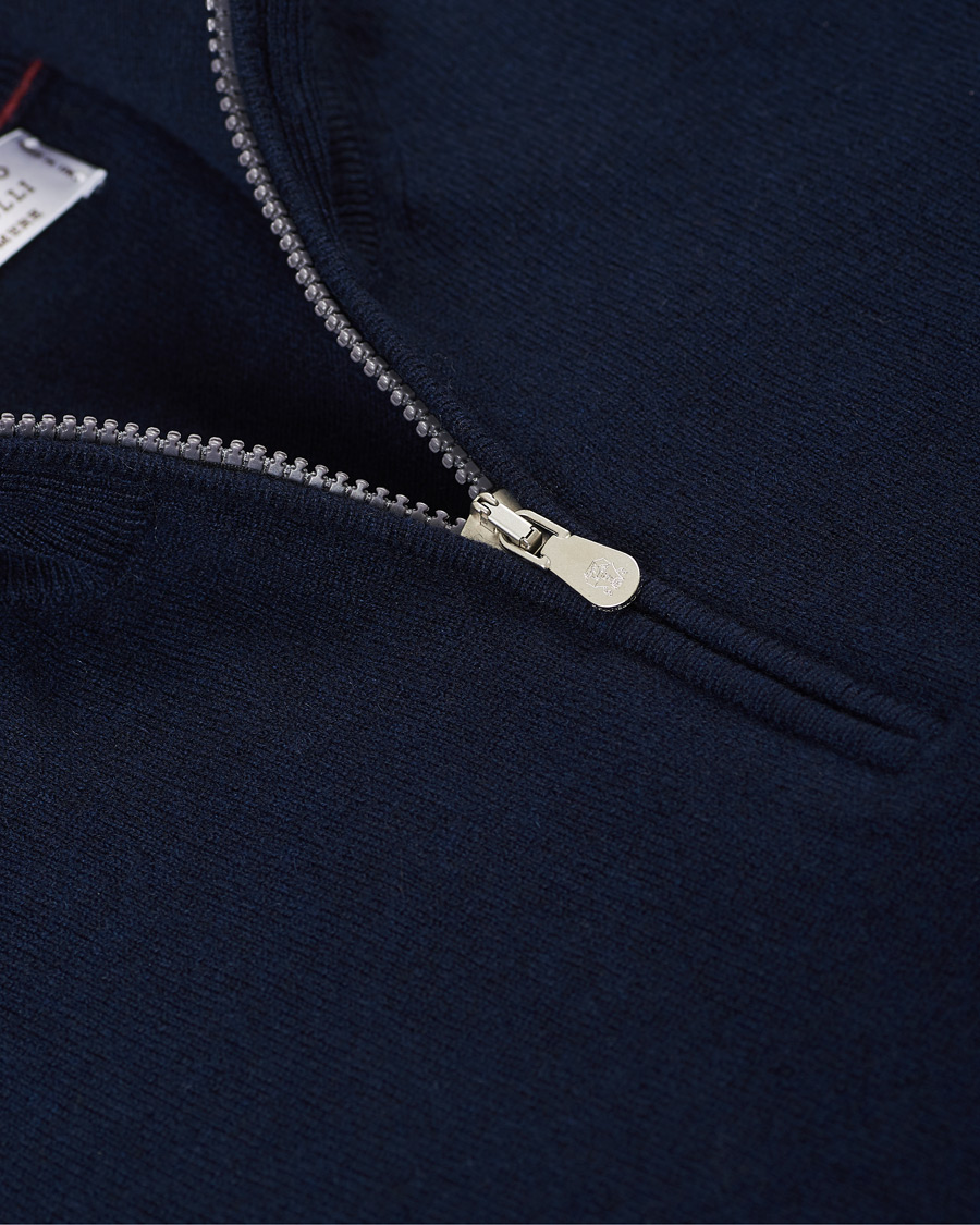 Heren | Truien | Brunello Cucinelli | 2 Ply Cashmere Half Zip Navy
