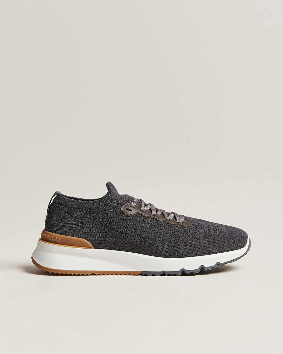 Heren | Brunello Cucinelli | Brunello Cucinelli | Flannel Running Sneakers Dark Grey