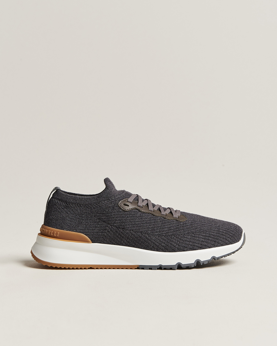 Heren | Brunello Cucinelli Flannel Running Sneakers Dark Grey | Brunello Cucinelli | Flannel Running Sneakers Dark Grey