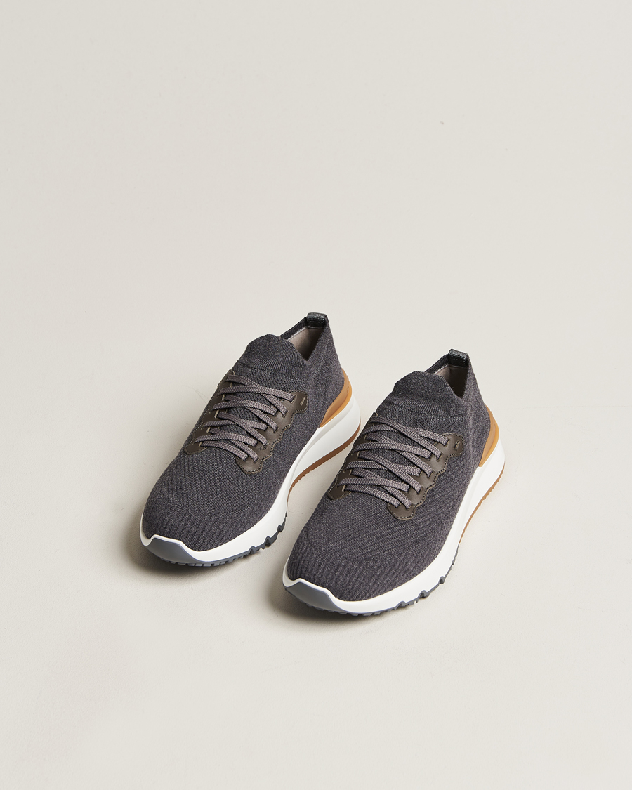 Heren | Brunello Cucinelli | Brunello Cucinelli | Flannel Running Sneakers Dark Grey