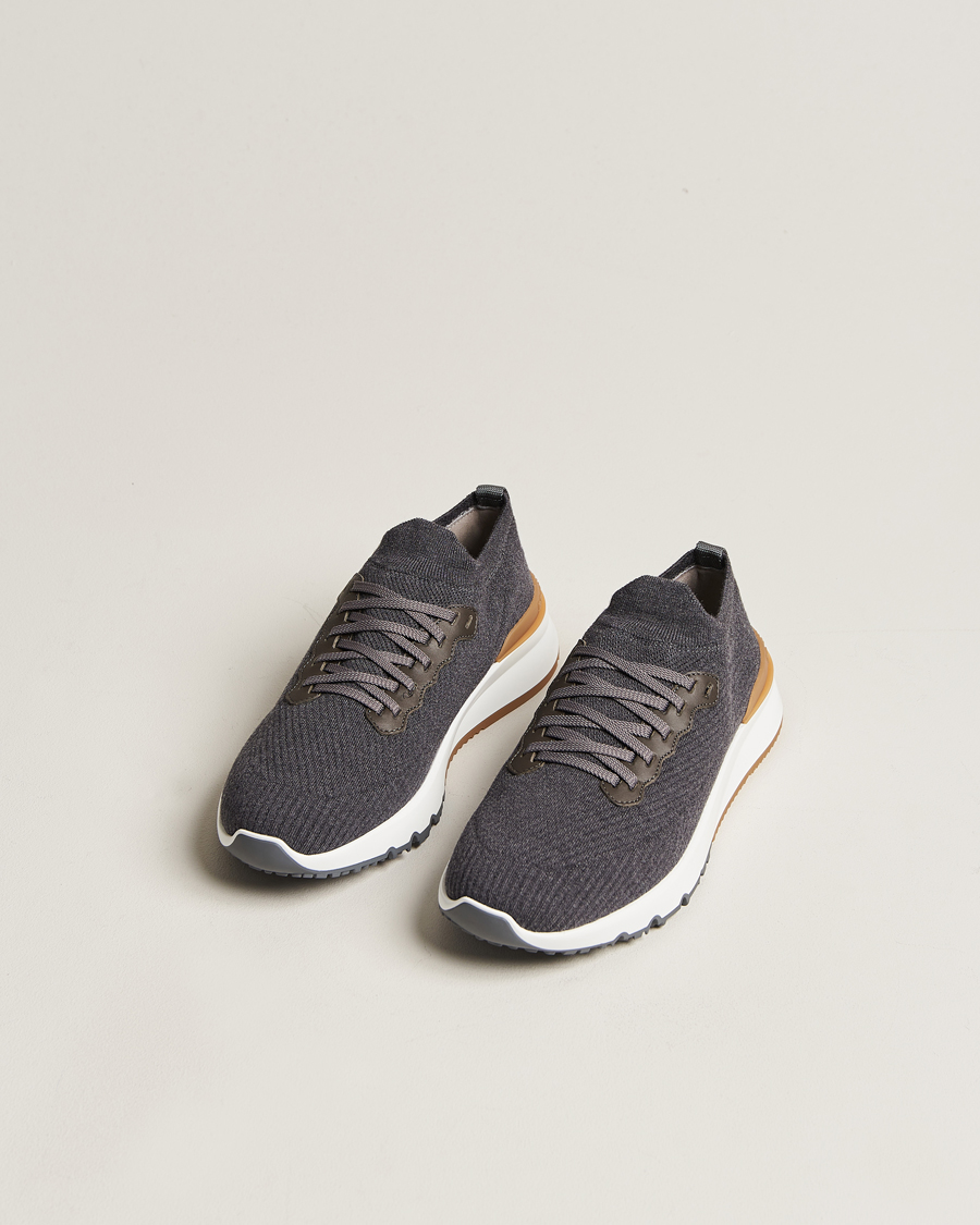 Heren | Brunello Cucinelli Flannel Running Sneakers Dark Grey | Brunello Cucinelli | Flannel Running Sneakers Dark Grey