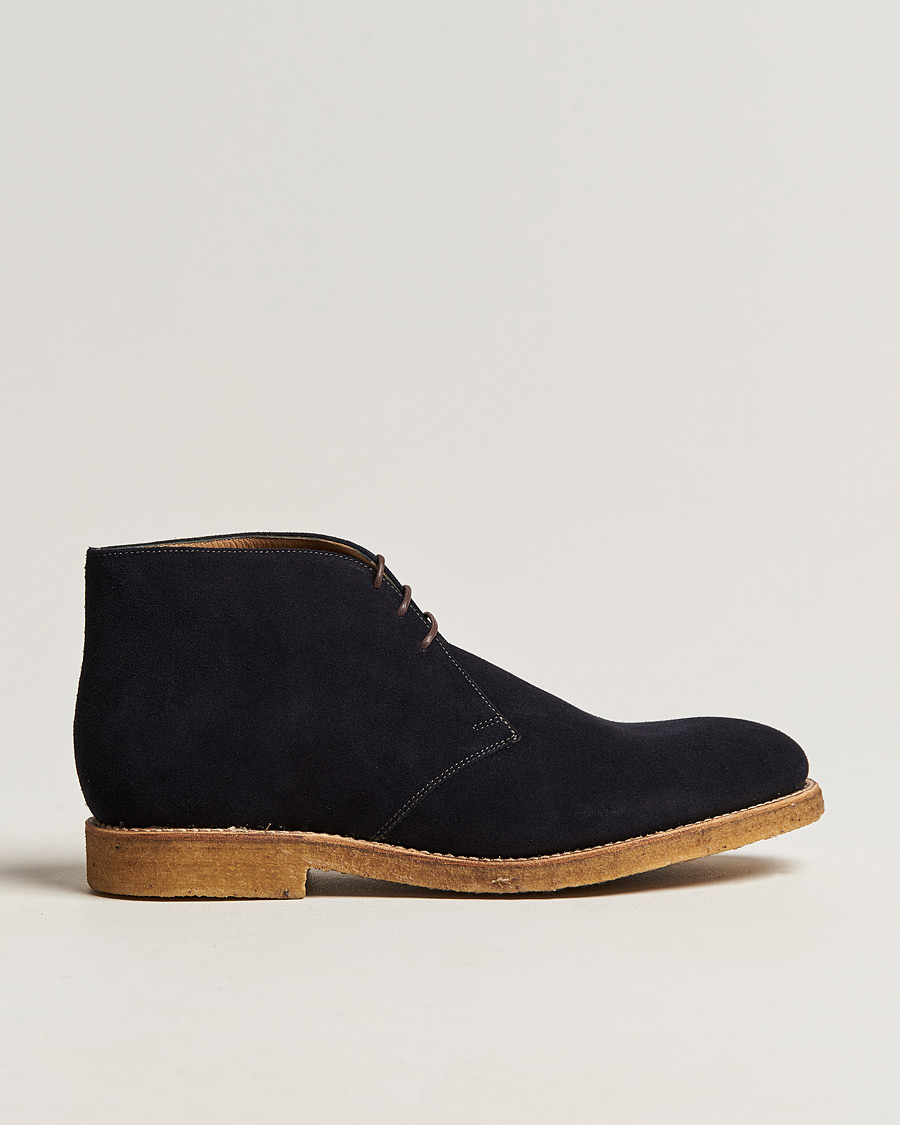 Heren | Loake 1880 Rivington Suede Crepe Sole Chukka Navy | Loake 1880 | Rivington Suede Crepe Sole Chukka Navy