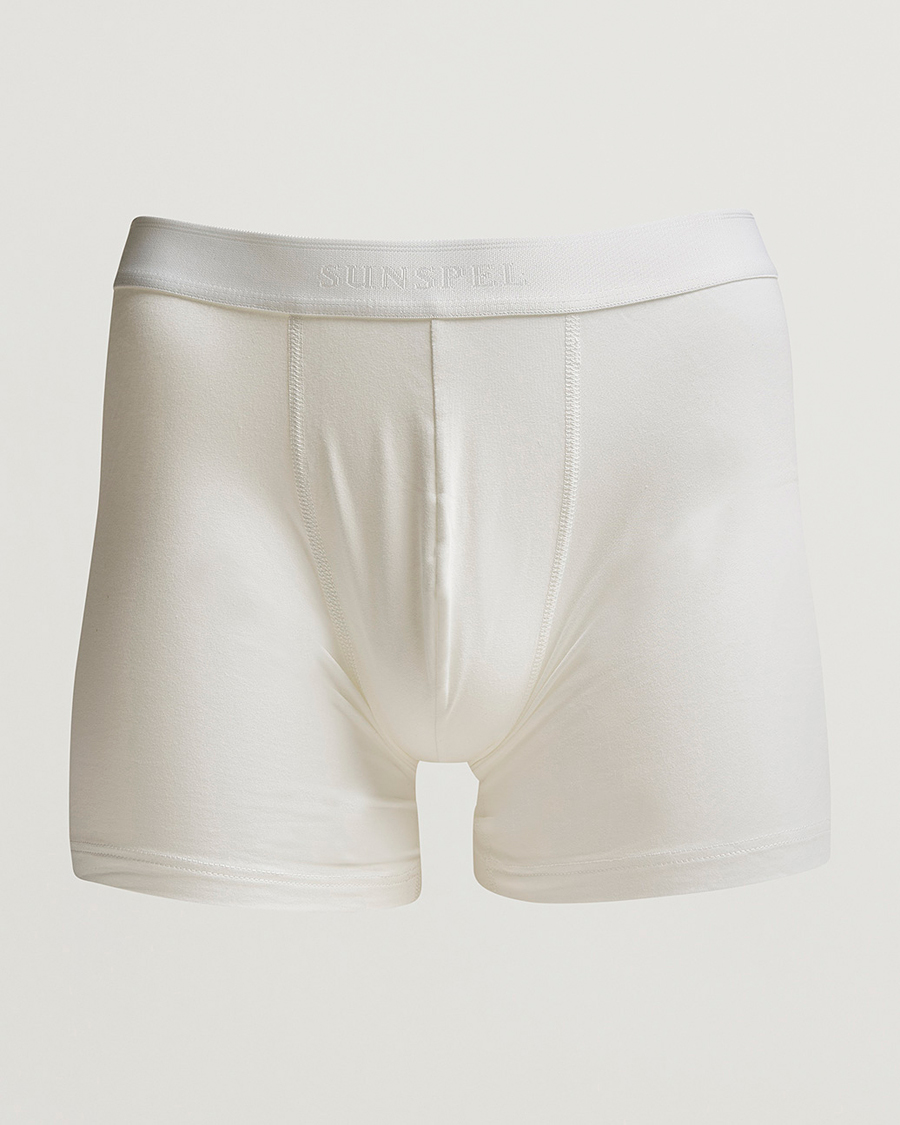 Heren | Ondergoed | Sunspel | Long Leg Cotton Stretch Trunk White