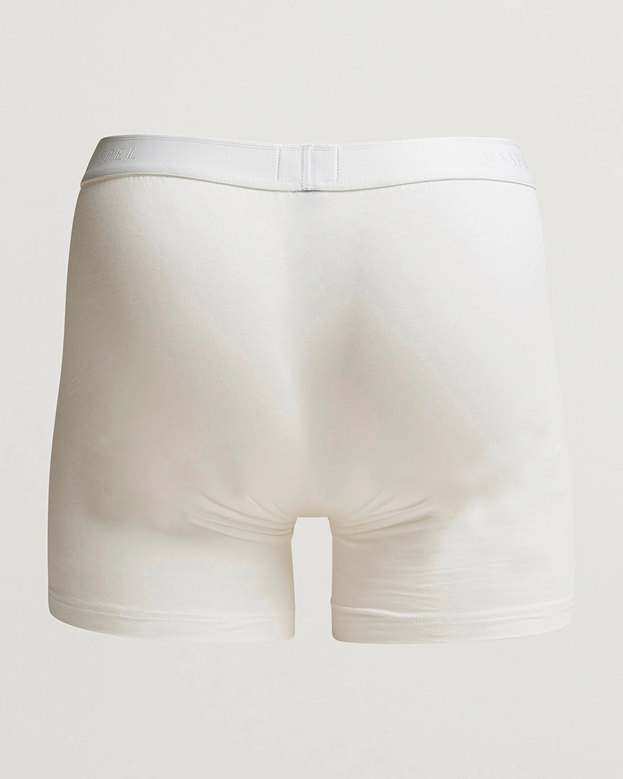 Men | Underwear | Sunspel | Long Leg Cotton Stretch Trunk White