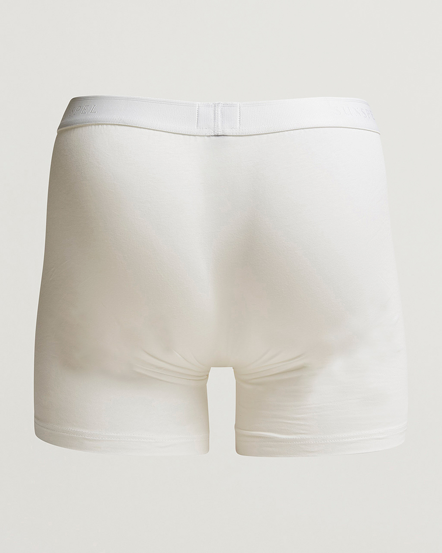 Heren | Zwembroeken | Sunspel | Long Leg Cotton Stretch Trunk White