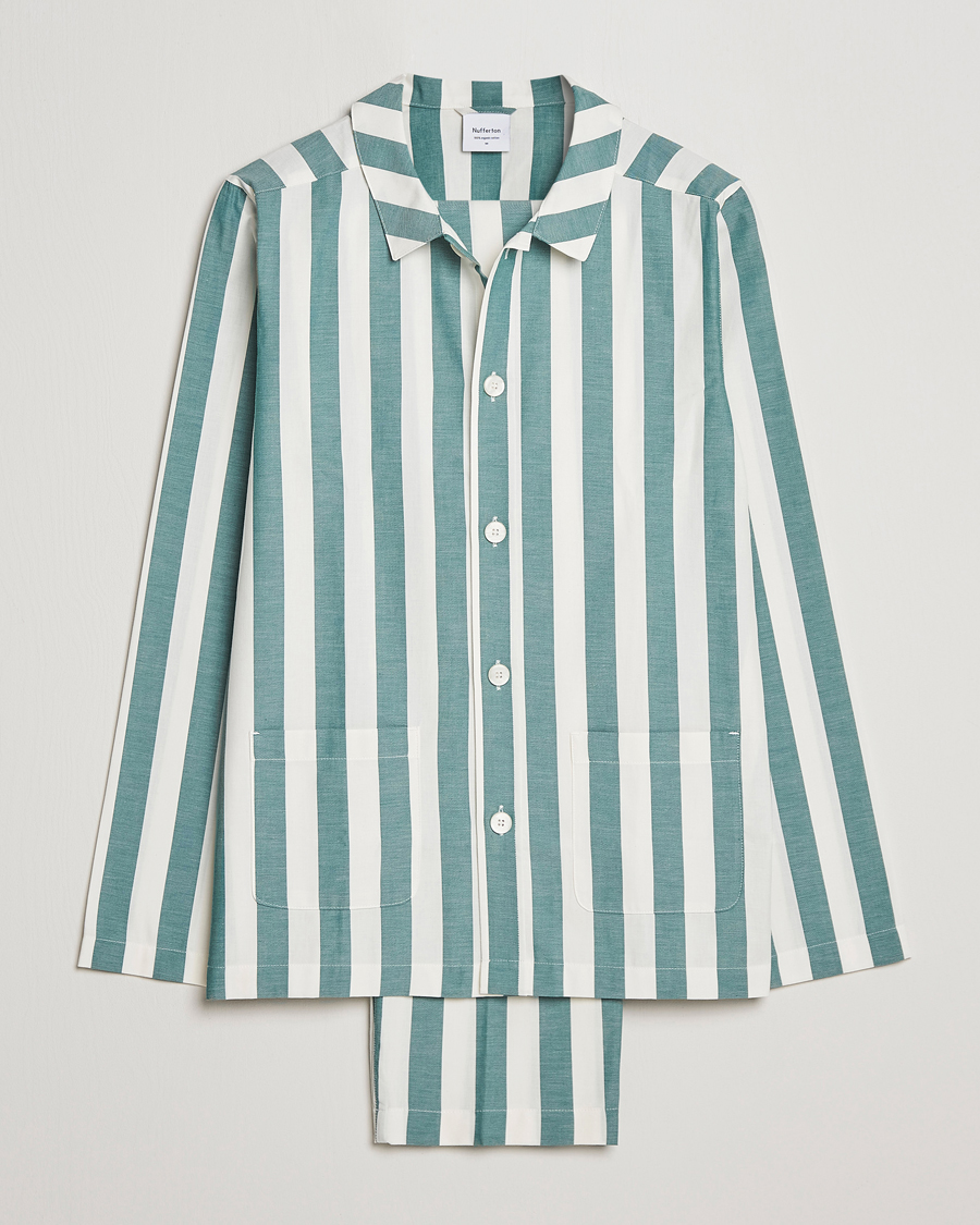Heren | Pyjama's en gewaden | Nufferton | Uno Striped Pyjama Set Green/White