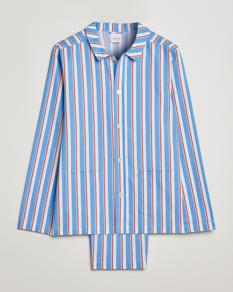 Heren | Pyjama's en gewaden | Nufferton | Uno Triple Striped Pyjama Set Blue/White/Red