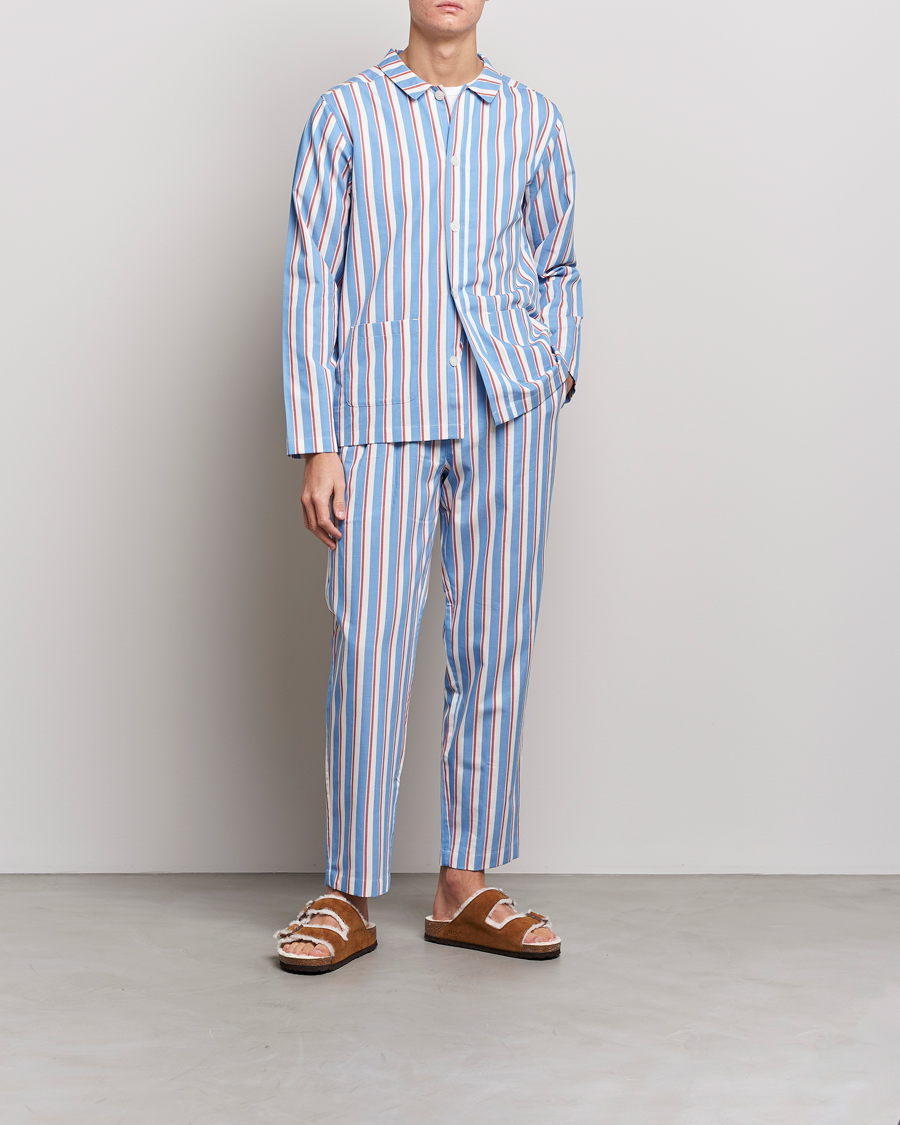 Heren | Pyjama's en gewaden | Nufferton | Uno Triple Striped Pyjama Set Blue/White/Red