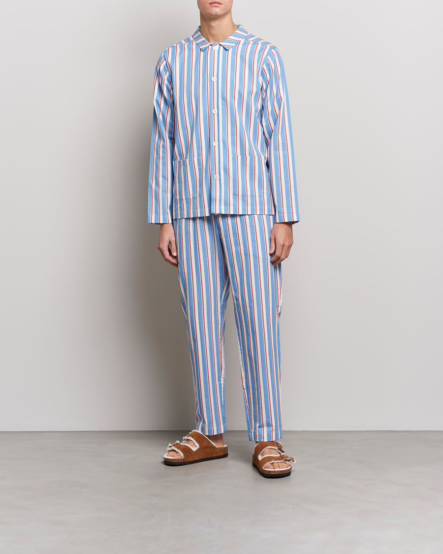 Heren | Pyjama's en gewaden | Nufferton | Uno Triple Striped Pyjama Set Blue/White/Red