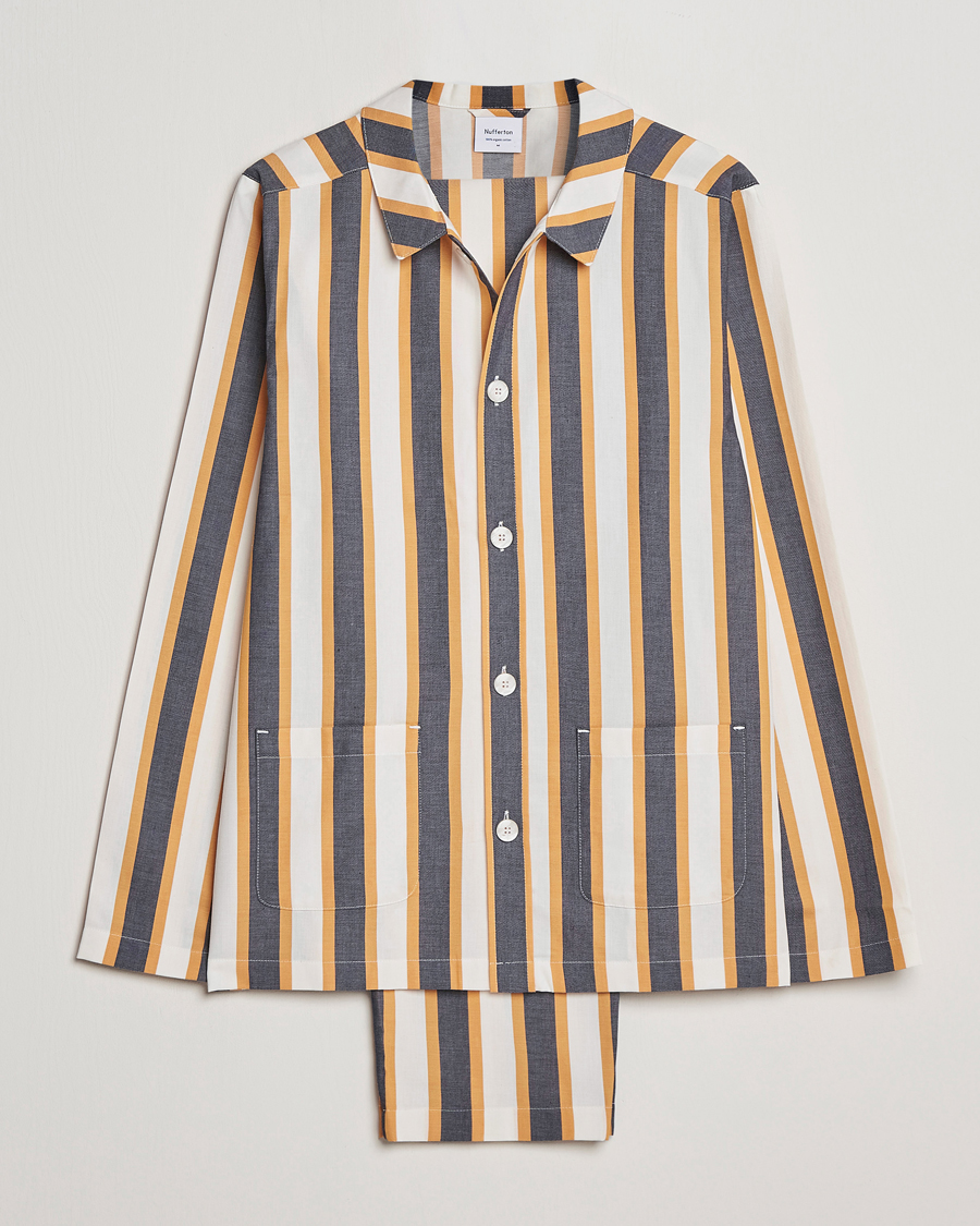 Heren | Pyjama's en gewaden | Nufferton | Uno Triple Striped Pyjama Set Yellow/Blue