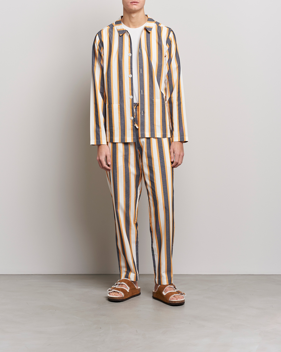Heren | Pyjama's en gewaden | Nufferton | Uno Triple Striped Pyjama Set Yellow/Blue
