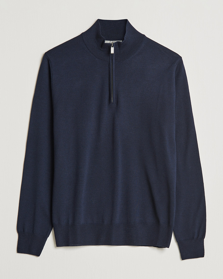 Heren | Truien | Canali | Merino Wool Half Zip Navy
