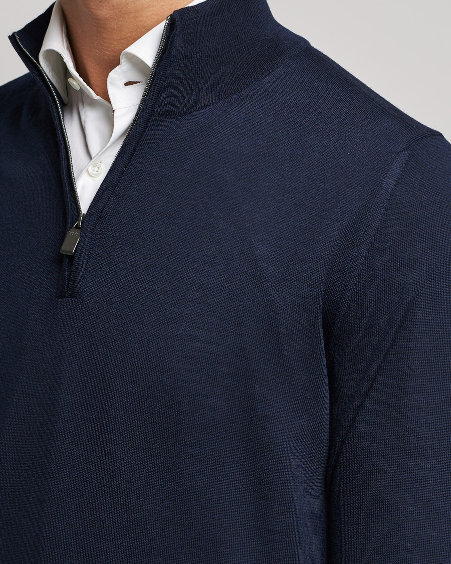 Heren | Truien | Canali | Merino Wool Half Zip Navy