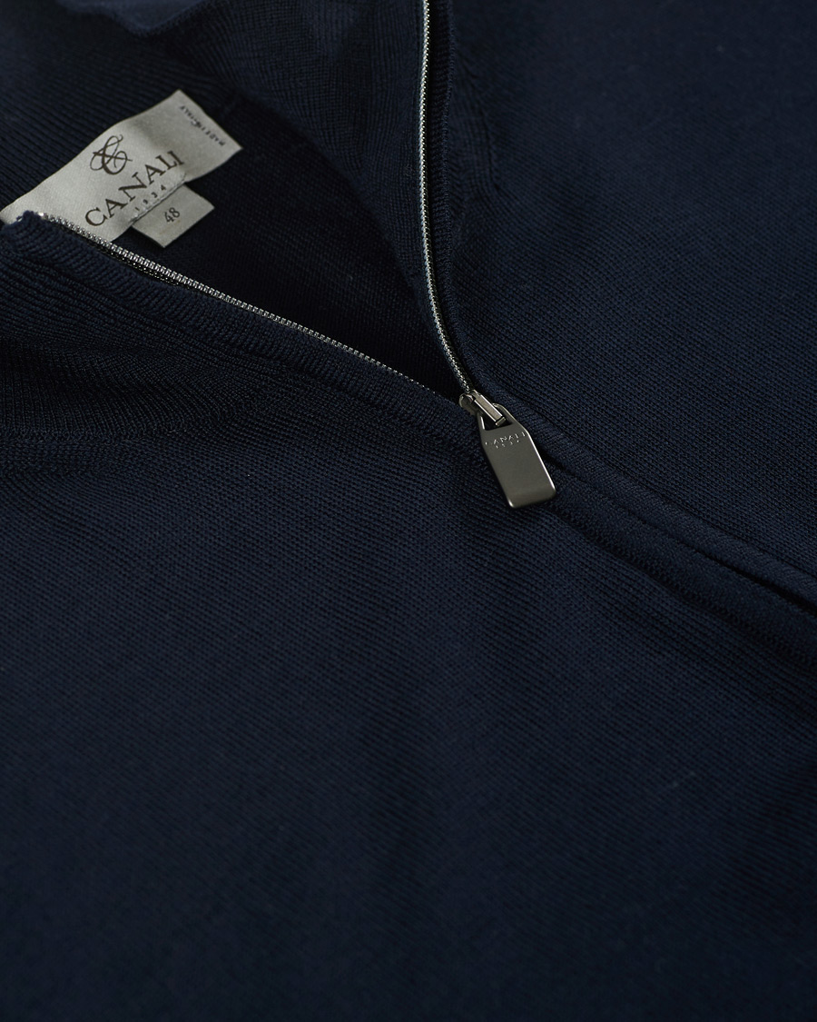 Heren | Truien | Canali | Merino Wool Half Zip Navy