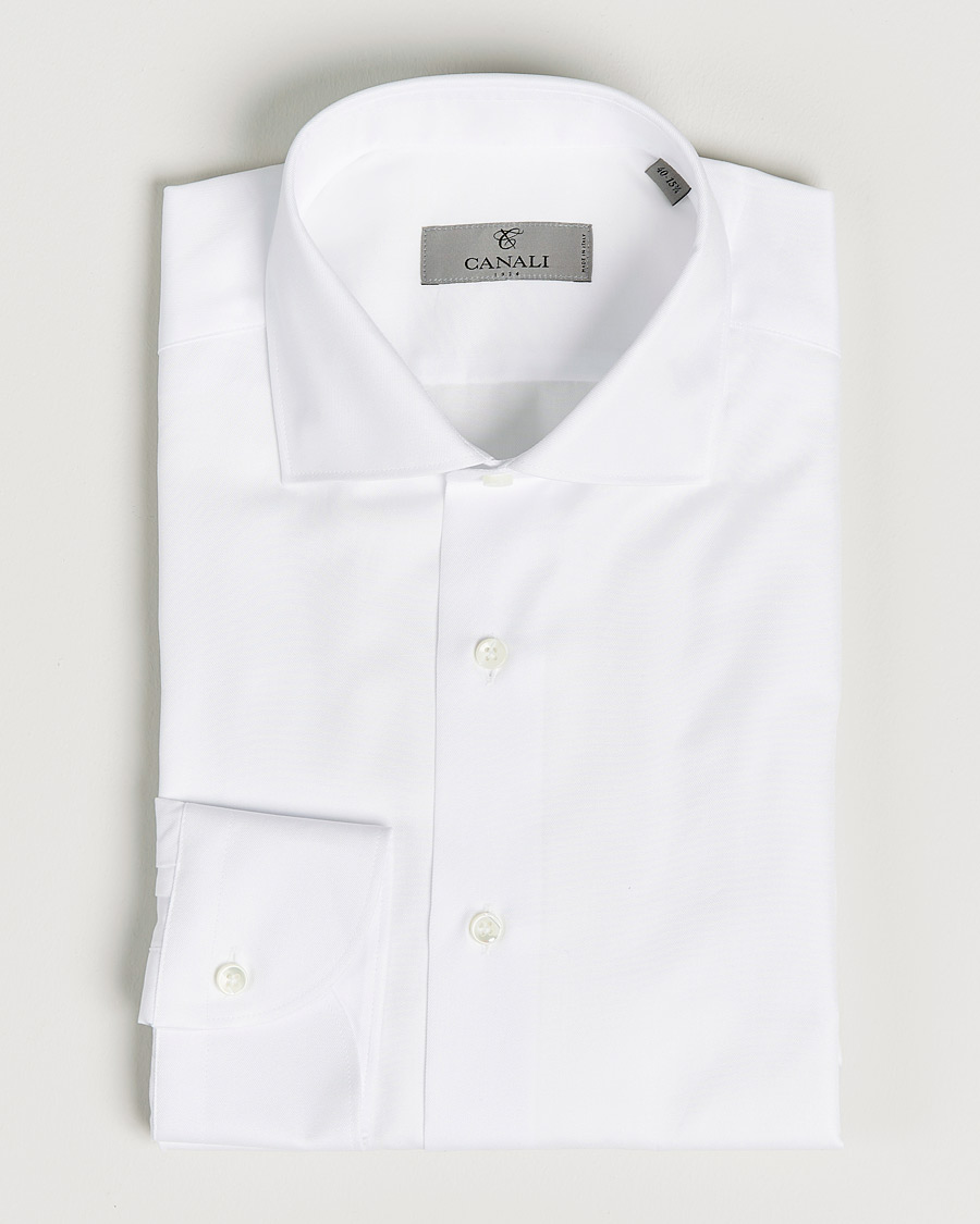 Heren | Overhemden | Canali | Slim Fit Cotton Shirt White
