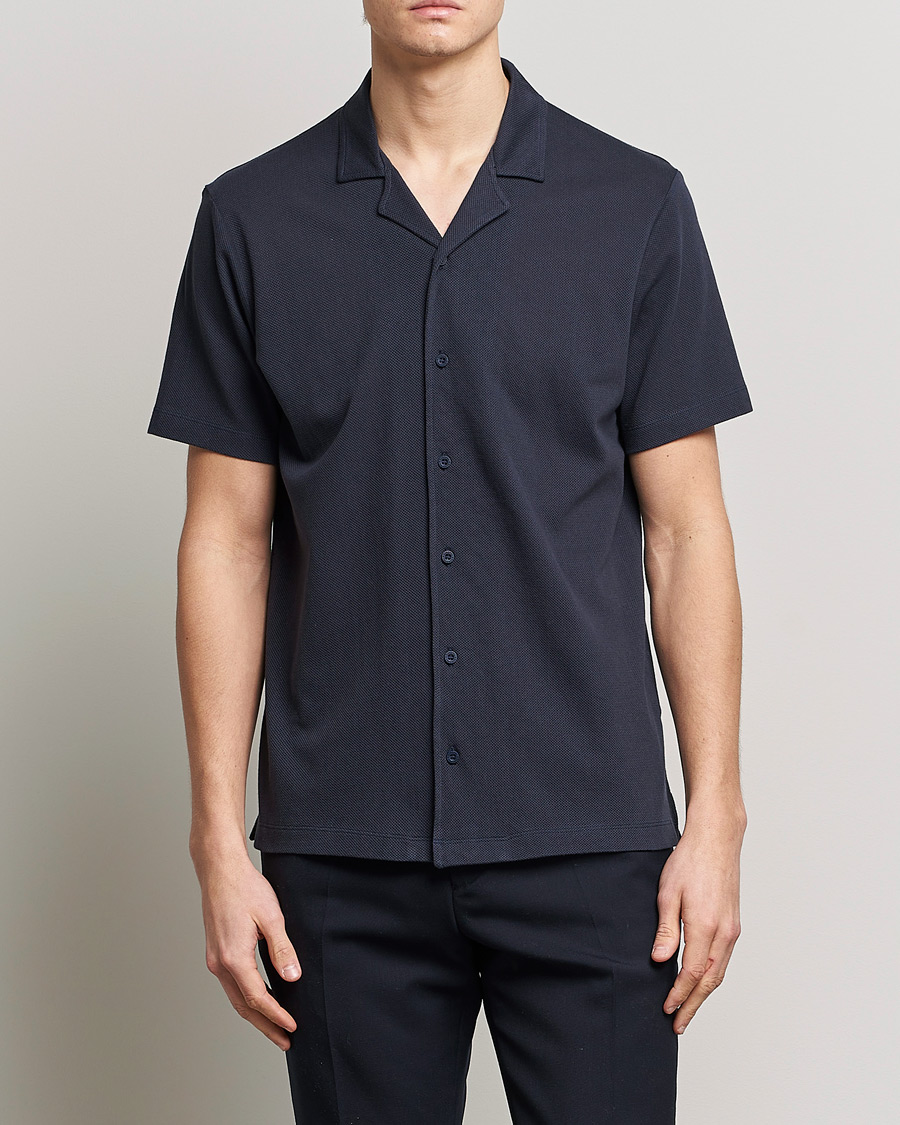 Heren | Poloshirts met korte mouwen | Sunspel | Riviera Resort Shirt Navy