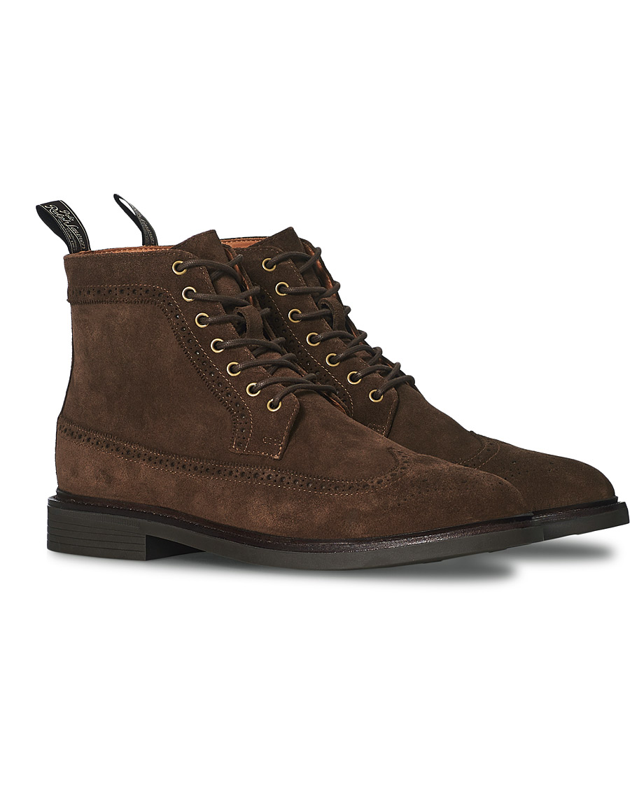 Heren | Polo Ralph Lauren Asher Wing Tip Boot Chocolate Brown Suede | Polo Ralph Lauren | Asher Wing Tip Boot Chocolate Brown Suede