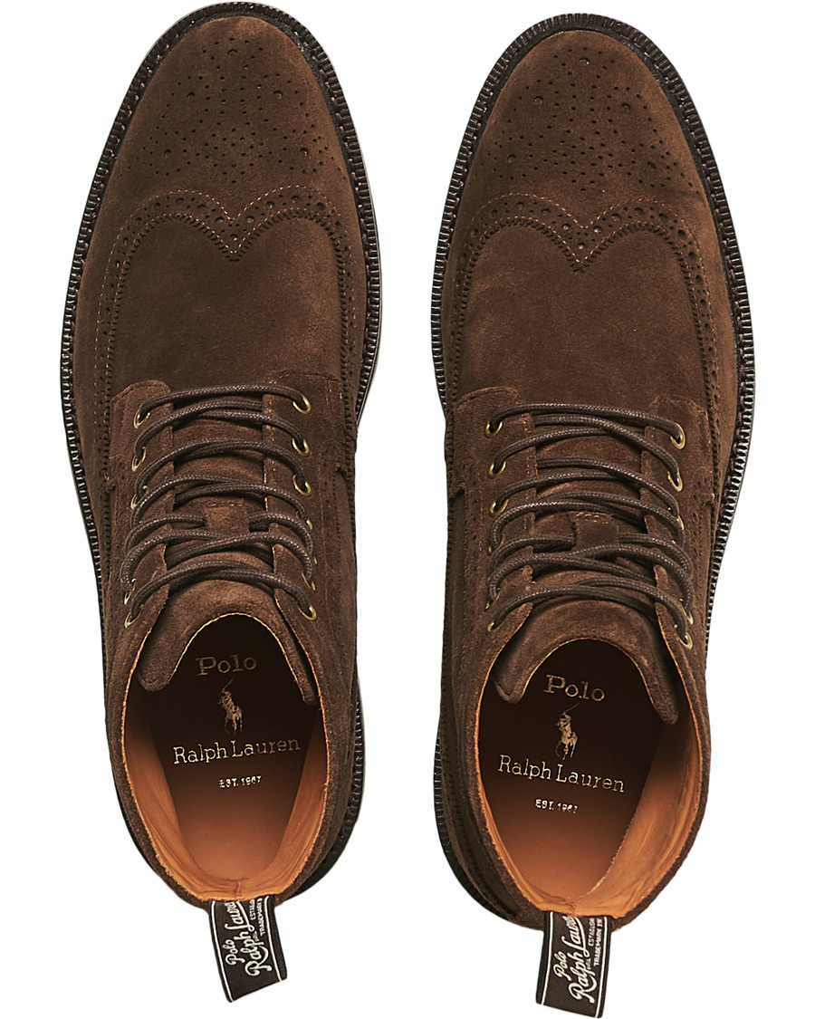 Heren | Polo Ralph Lauren Asher Wing Tip Boot Chocolate Brown Suede | Polo Ralph Lauren | Asher Wing Tip Boot Chocolate Brown Suede