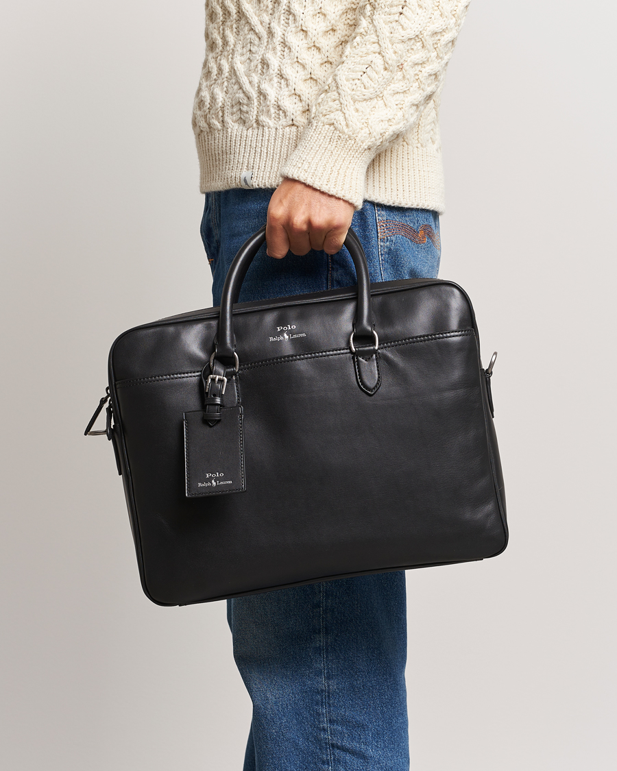 Heren | Aktetassen | Polo Ralph Lauren | Leather Commuter Bag Black
