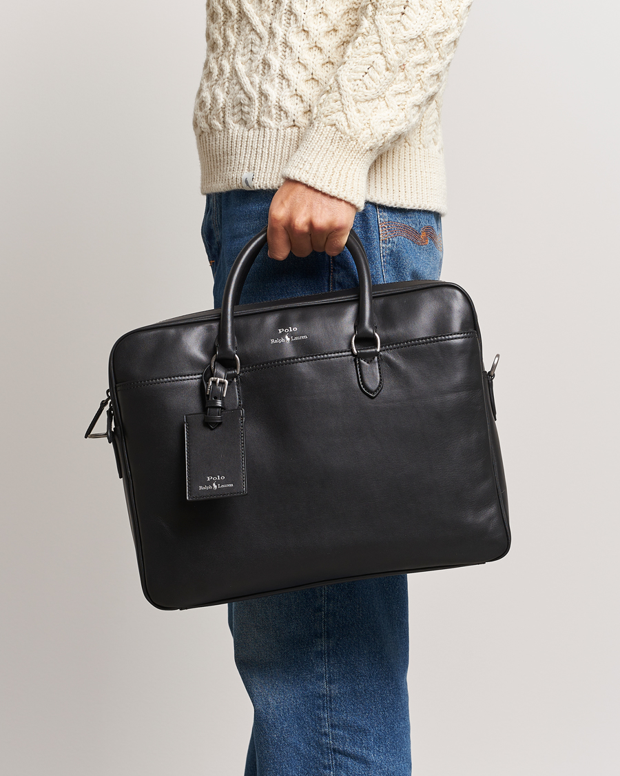 Heren | Ralph Lauren Holiday Gifting | Polo Ralph Lauren | Leather Briefcase Black