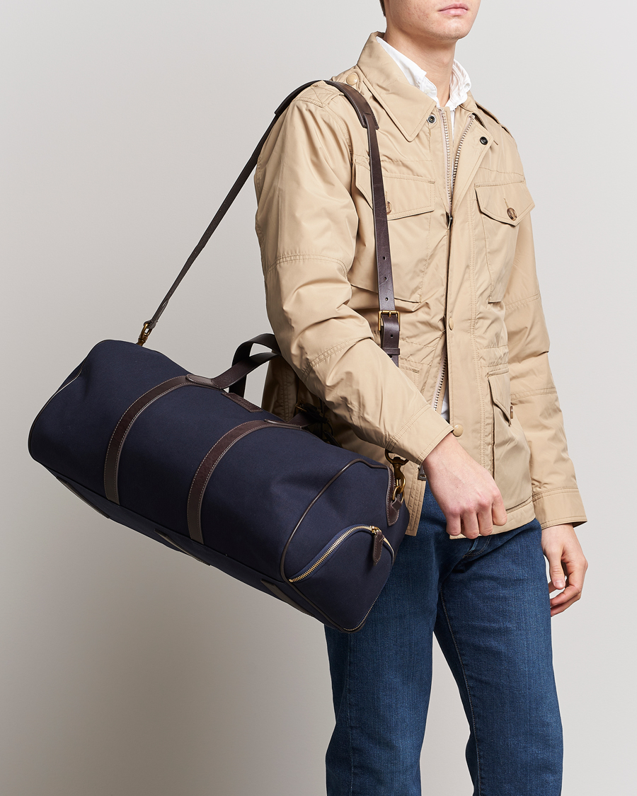 Heren | Polo Ralph Lauren Canvas/Leather Dufflebag Aviator Navy/Brown | Polo Ralph Lauren | Canvas/Leather Dufflebag Aviator Navy/Brown