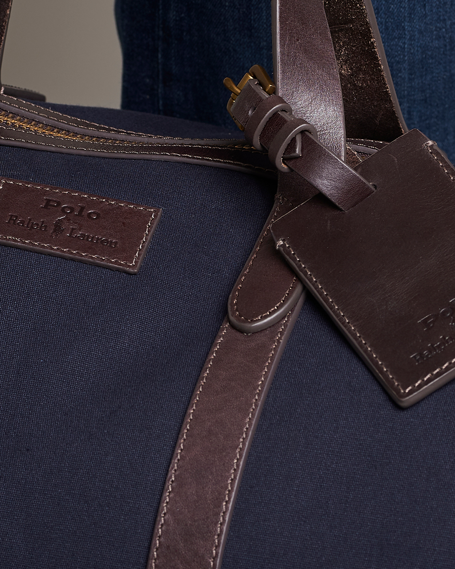 Heren | Polo Ralph Lauren Canvas/Leather Dufflebag Aviator Navy/Brown | Polo Ralph Lauren | Canvas/Leather Dufflebag Aviator Navy/Brown