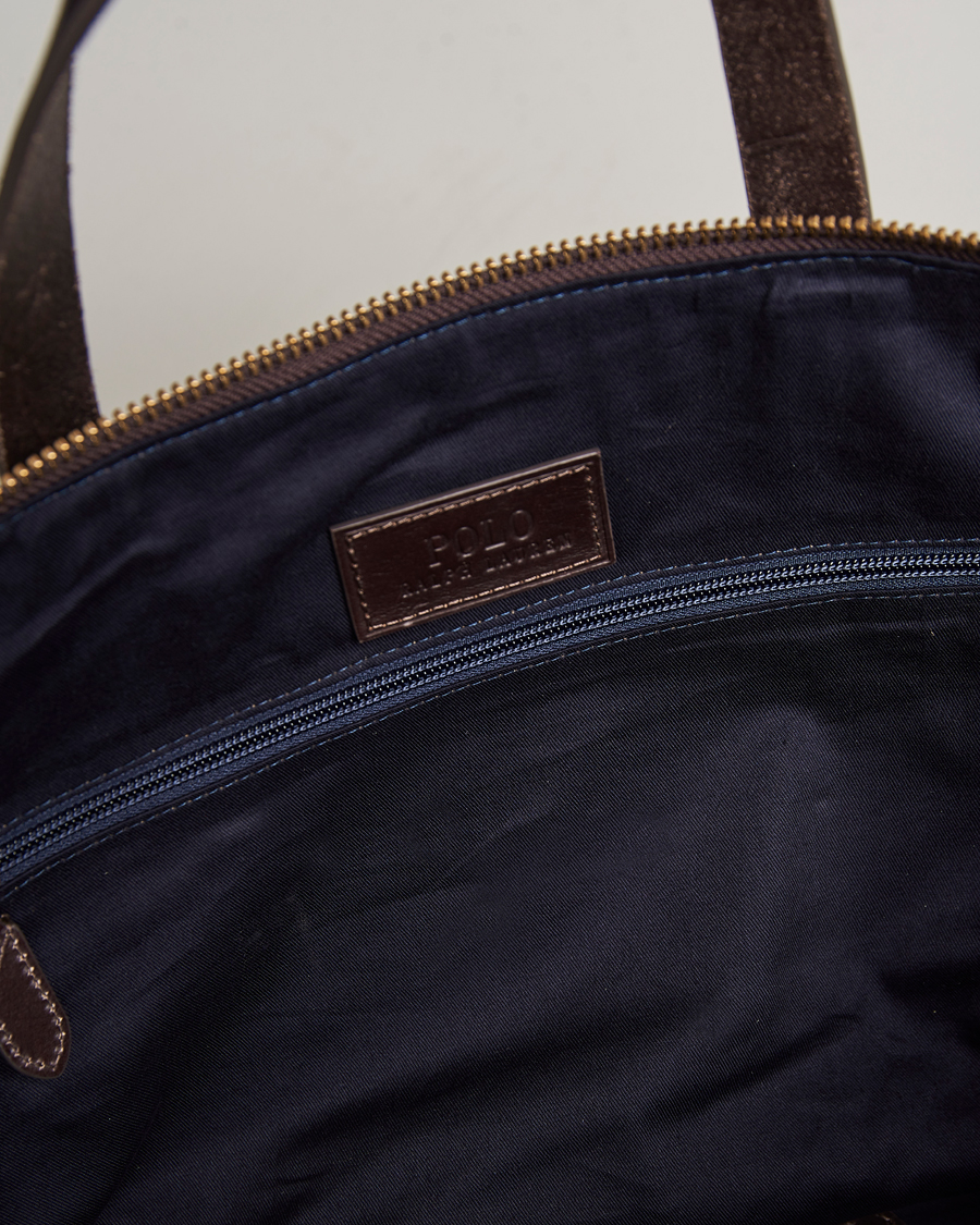 Heren | Polo Ralph Lauren Canvas/Leather Dufflebag Aviator Navy/Brown | Polo Ralph Lauren | Canvas/Leather Dufflebag Aviator Navy/Brown