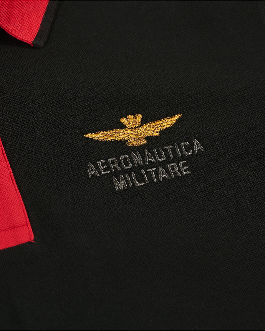 Heren | Truien | Aeronautica Militare | Long Sleve Logo Polo Military/Black/Red