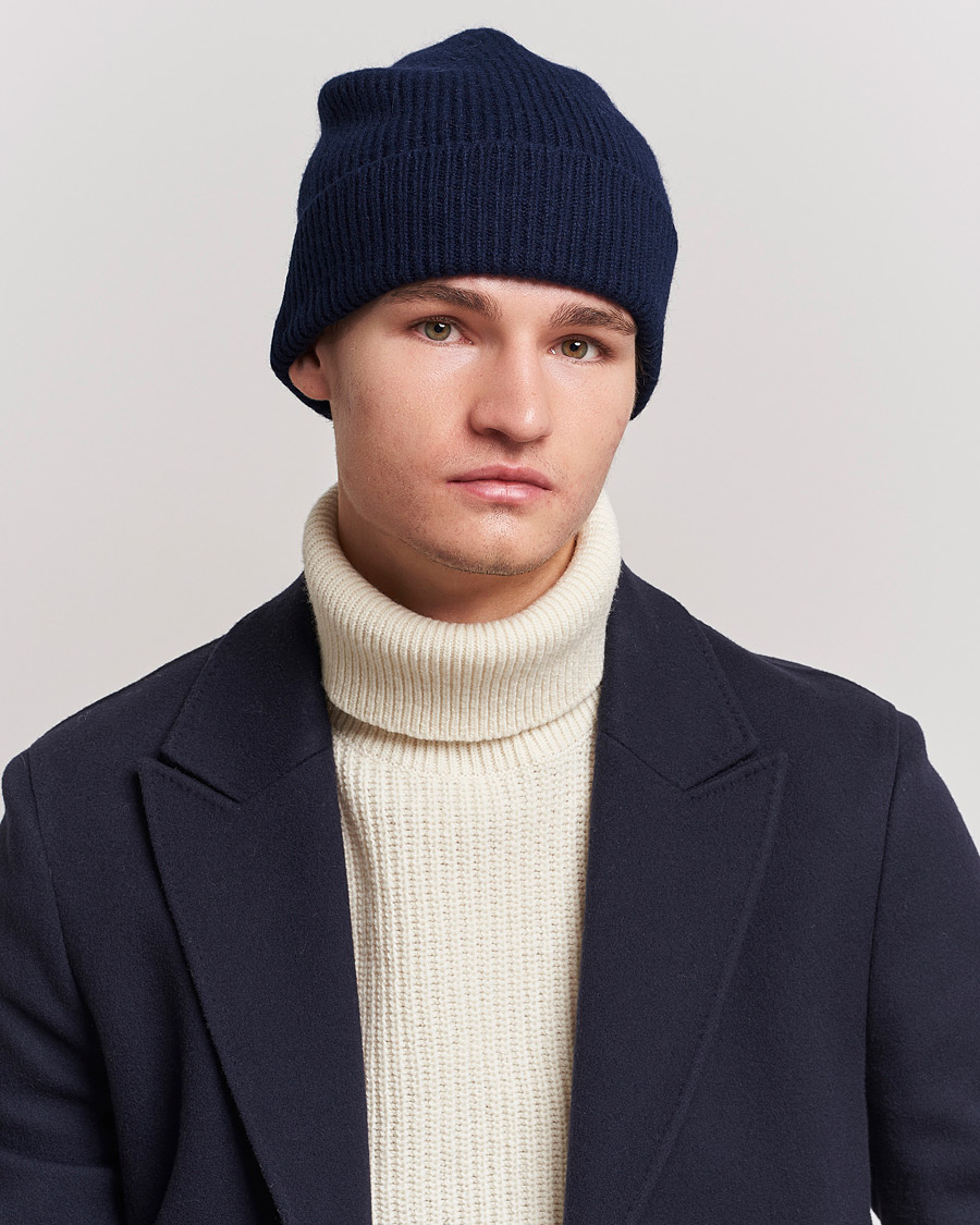 Heren | Mutsen | Le Bonnet | Lambswool/Caregora Beanie Midnight