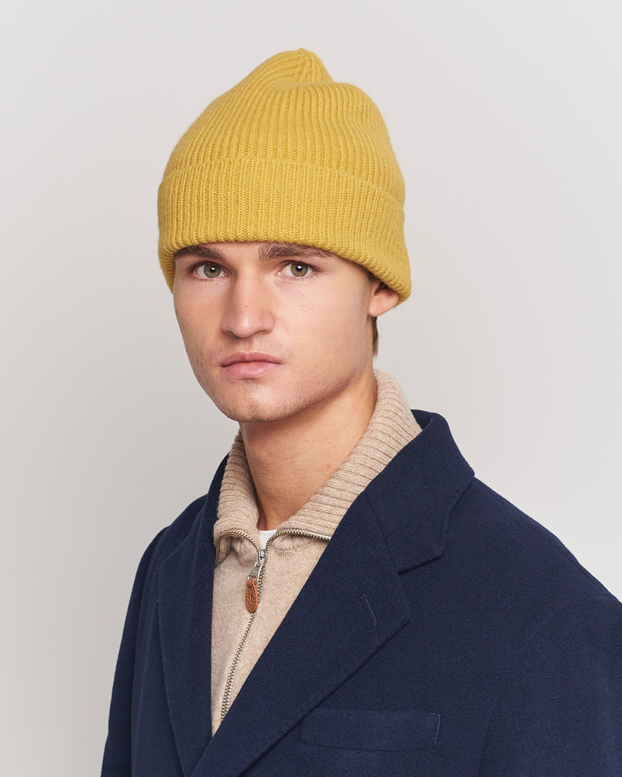 Heren | Accessoires | Le Bonnet | Lambswool/Caregora Beanie Mustard